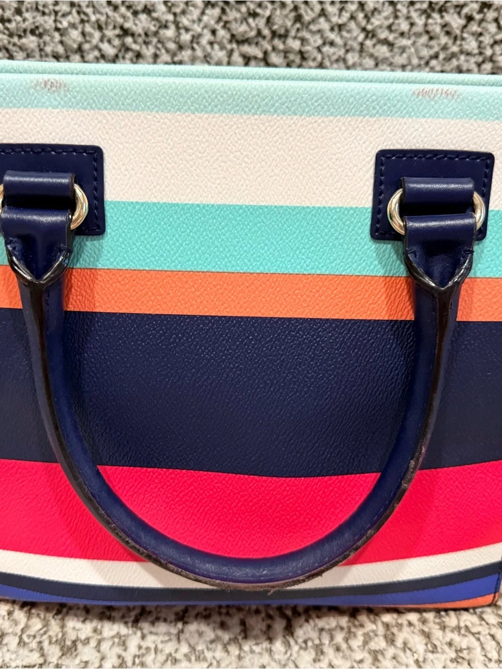 Kate Spade Wellesley Striped Mini Tote + Matching Wallet Set — Navy Multicolor